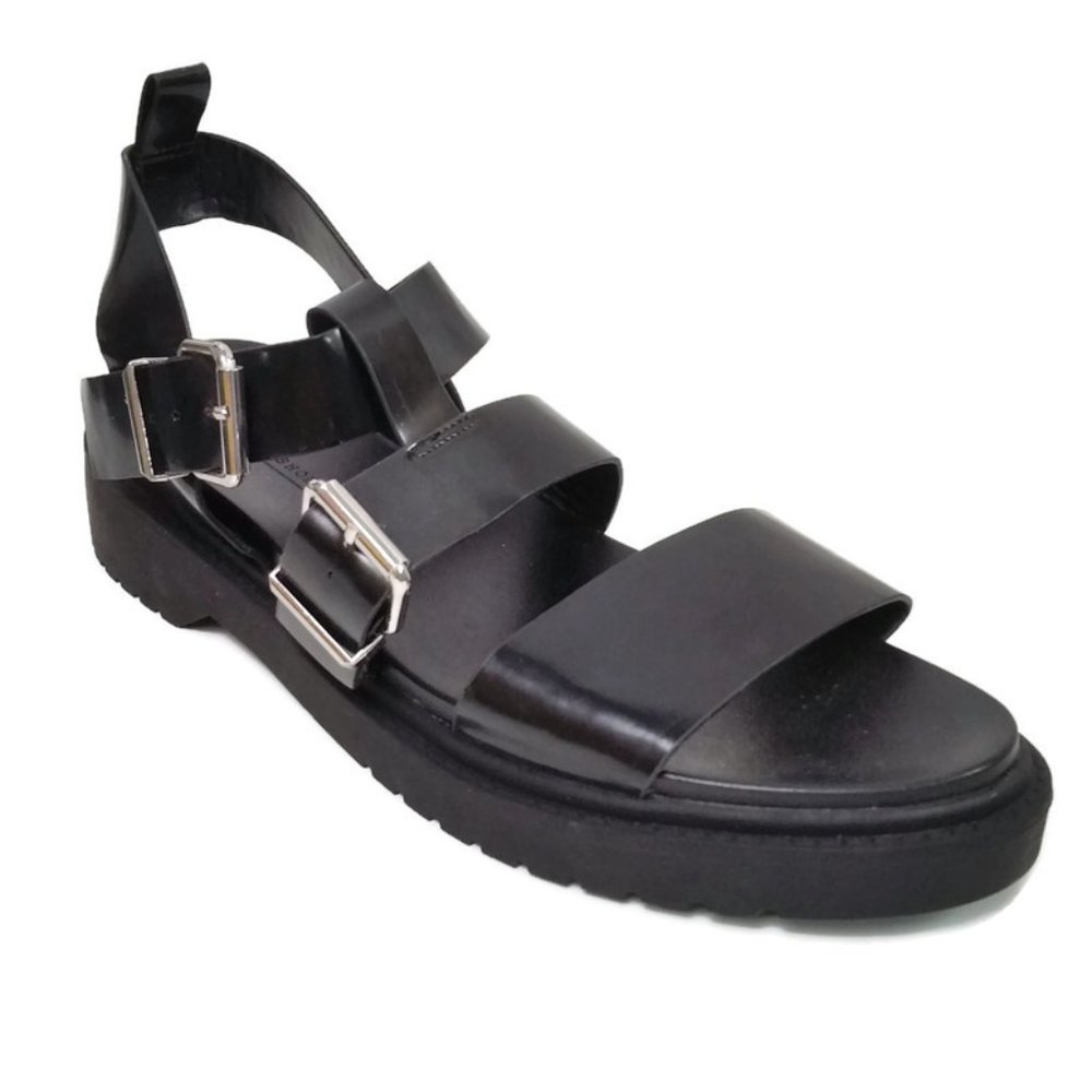 ASOS Design Women's Chunky Black Strappy Sandals Block Heel Platform UK 8/ US 10